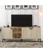 Console Venedik noyer/travertin - 180x78x35 cm