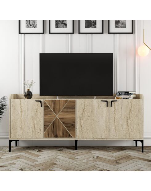 Console Venedik noyer/travertin - 180x78x35 cm