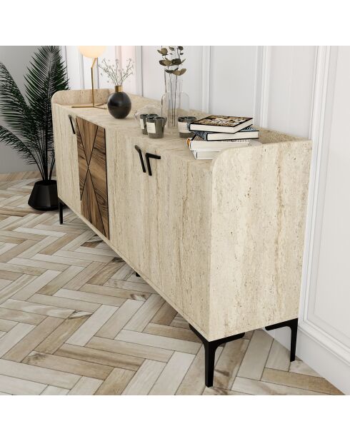 Console Venedik noyer/travertin - 180x78x35 cm