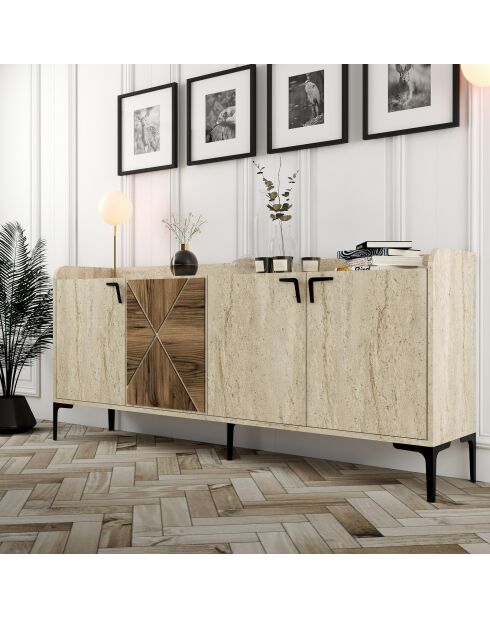 Console Venedik noyer/travertin - 180x78x35 cm