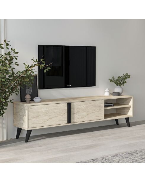 Meuble TV Benoît travertin - 160x35x29,6 cm