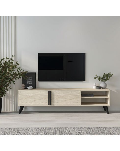 Meuble TV Benoît travertin - 160x35x29,6 cm