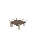 Afrolli salontafel met walnoot/travertijn - 90x35x90 cm