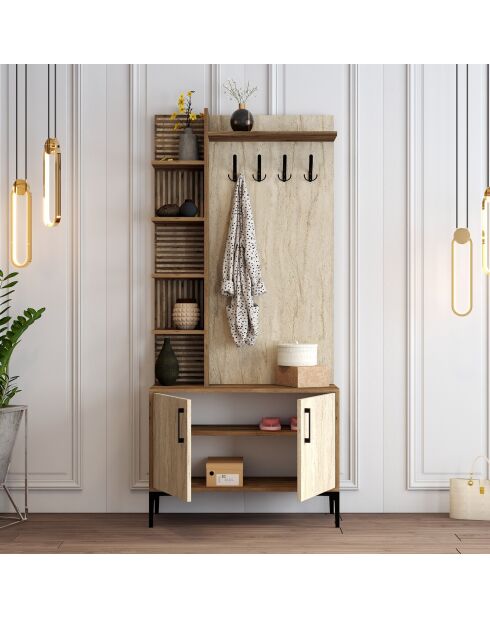 Soporte de pasillo Viyana D en nogal/travertino - 90x200x35 cm