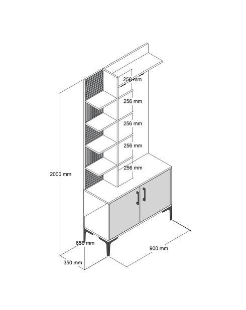 Soporte de pasillo Viyana D en nogal/travertino - 90x200x35 cm