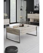 Luxe salontafel in travertijn/zilver - 90x60x40 cm