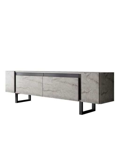 Yildiz Travertin/schwarzer TV-Ständer - 180x50x30 cm