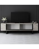 Yildiz travertijn/zwart tv-meubel - 180x50x30 cm