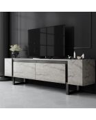 Yildiz travertijn/zwart tv-meubel - 180x50x30 cm