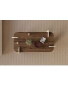 Leapiri Couchtisch aus Nussbaum/Travertin - 120x35x60 cm
