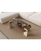 Leapiri Couchtisch aus Nussbaum/Travertin - 120x35x60 cm