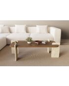 Leapiri Couchtisch aus Nussbaum/Travertin - 120x35x60 cm