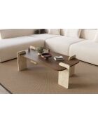 Leapiri Couchtisch aus Nussbaum/Travertin - 120x35x60 cm