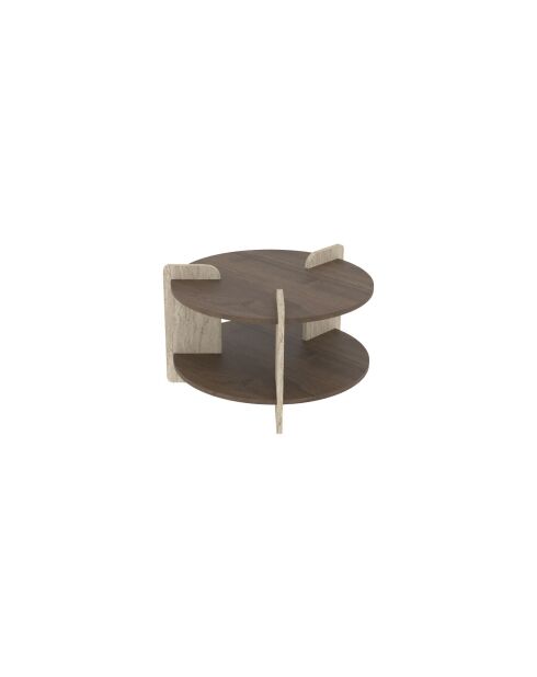 Tavolino Oalla in noce/travertino - 70x45x70 cm