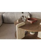 Tavolino Oalla in noce/travertino - 70x45x70 cm