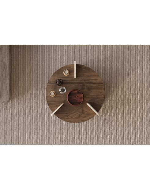 Tavolino Oalla in noce/travertino - 70x45x70 cm