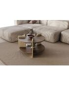 Tavolino Oalla in noce/travertino - 70x45x70 cm