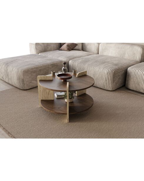 Tavolino Oalla in noce/travertino - 70x45x70 cm