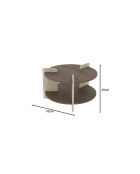 Tavolino Oalla in noce/travertino - 70x45x70 cm