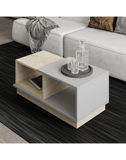 Concept Couchtisch Travertin/Grau - 90x36x45 cm