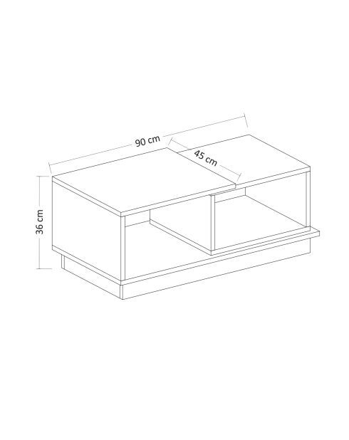 Concept Couchtisch Travertin/Grau - 90x36x45 cm