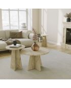 Set de 3 mesas de café Mushroom de color beige claro, 60 x 40 x 60 cm