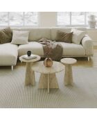 Set de 3 mesas de café Mushroom de color beige claro, 60 x 40 x 60 cm