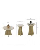 Set de 3 mesas de café Mushroom de color beige claro, 60 x 40 x 60 cm