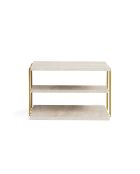 Mesa auxiliar Lifo en oro y travertino - 50x33x40 cm