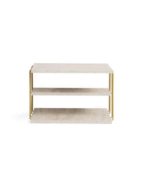 Mesa auxiliar Lifo en oro y travertino - 50x33x40 cm