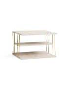 Mesa auxiliar Lifo en oro y travertino - 50x33x40 cm