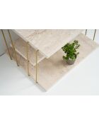 Mesa auxiliar Lifo en oro y travertino - 50x33x40 cm