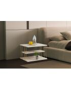 Mesa auxiliar Lifo en oro y travertino - 50x33x40 cm