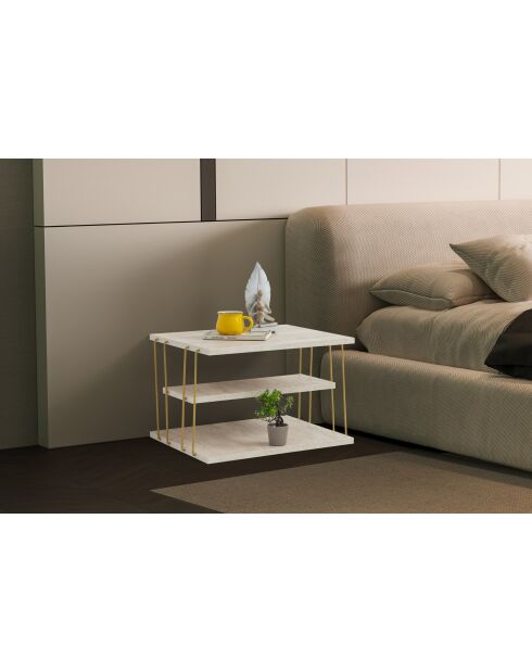 Mesa auxiliar Lifo en oro y travertino - 50x33x40 cm