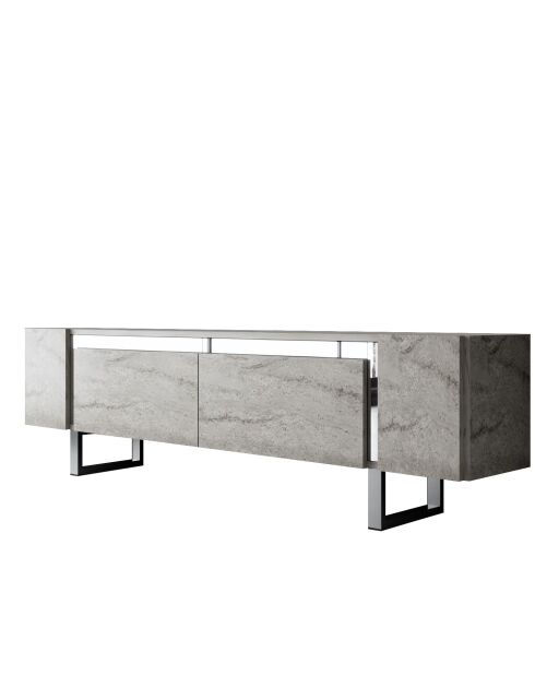 Yildiz travertijn/zilver tv-meubel - 180x50x30 cm