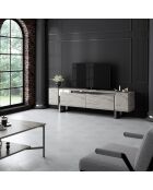 Yildiz Fernsehtisch aus Travertin/Silber, 180 x 50 x 30 cm