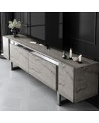 Yildiz Fernsehtisch aus Travertin/Silber, 180 x 50 x 30 cm