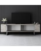 Yildiz Fernsehtisch aus Travertin/Silber, 180 x 50 x 30 cm