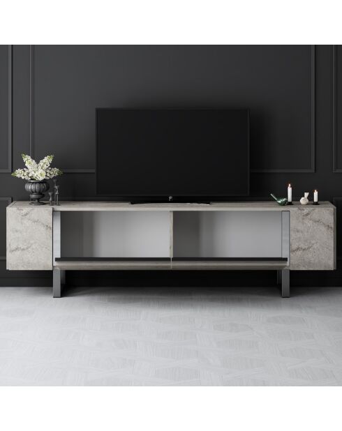 Yildiz travertijn/zilver tv-meubel - 180x50x30 cm