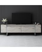 Yildiz Fernsehtisch aus Travertin/Silber, 180 x 50 x 30 cm
