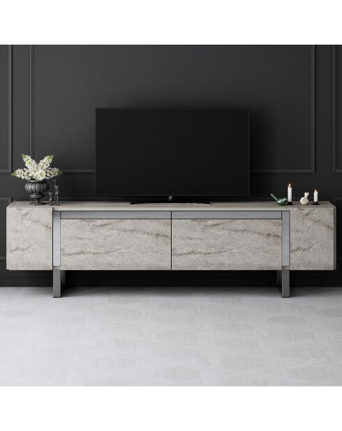 Yildiz travertijn/zilver tv-meubel - 180x50x30 cm