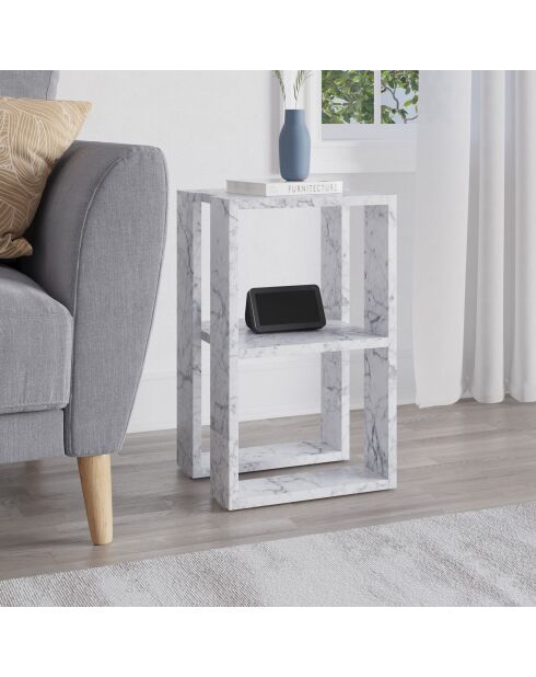 Mesita de noche Lonie de mármol de Carrara - 30x55x30 cm