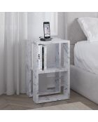 Mesita de noche Lonie de mármol de Carrara - 30x55x30 cm