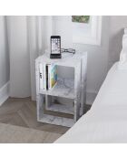 Mesita de noche Lonie de mármol de Carrara - 30x55x30 cm