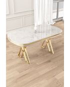 Zae eettafel wit/goud marmer - 168x76x90 cm