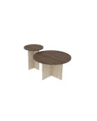 Ensemble de 2 tables basses Privé noyer/travertin - 70x40x70 cm