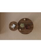 Ensemble de 2 tables basses Privé noyer/travertin - 70x40x70 cm
