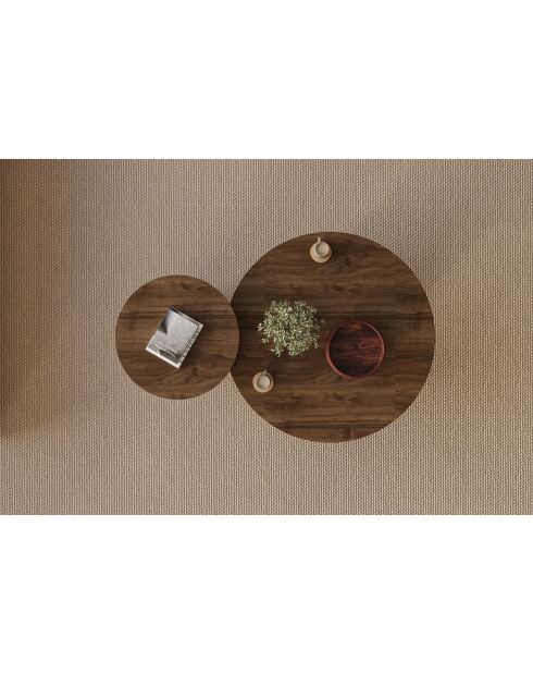 Ensemble de 2 tables basses Privé noyer/travertin - 70x40x70 cm