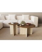 Ensemble de 2 tables basses Privé noyer/travertin - 70x40x70 cm
