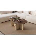 Ensemble de 2 tables basses Privé noyer/travertin - 70x40x70 cm